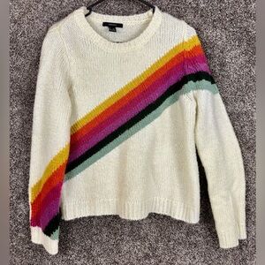 Forever 21 Cream Rainbow Sweater Size Medium Great Condition
